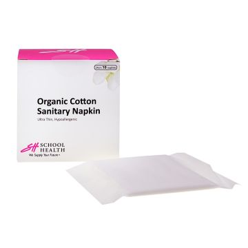 School Health Organic Cotton Sanitary Napkins, 10/Bx
