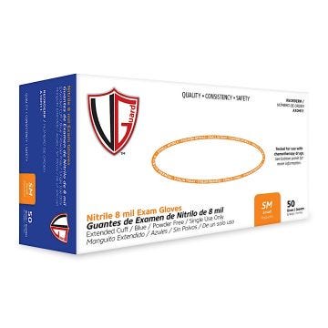 Nitrile Exam Glove, 50/BX, 8 Mil, 12" Ext Cuff, Size Small