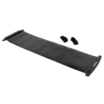 The black Cando Slide Board placed next to two black booties