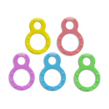 Front view of 5 Assorted colors of Infant/Toddler Safety Toothbrush