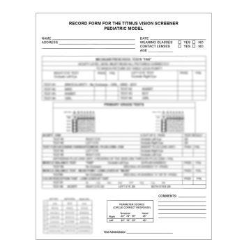 Titmus Vision Screener School Record Forms