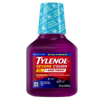 Tylenol Extra Strength Severe Cough + Sore Throat Night Liquid, 8 Fl. Oz
