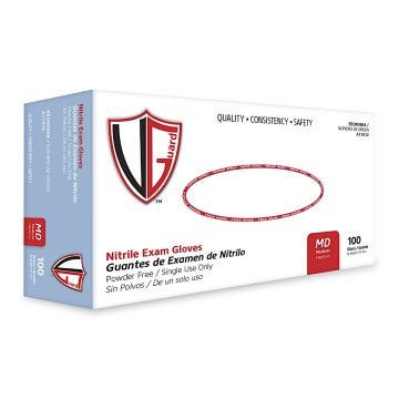Side angle of box of 100 Blue 3.5mil Nitrile Chemo Exam Gloves