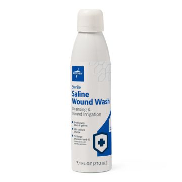 Front view of 7.1 oz Medline Sterile Saline Wound Wash Spray
