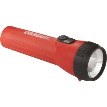 Side angle of Eveready Red Flashlight