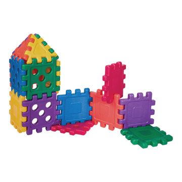 multi-color careplay grid blocks showing a house connected to a fence