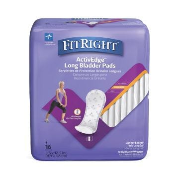 fitright activedge long bladder longer length pads;16 count