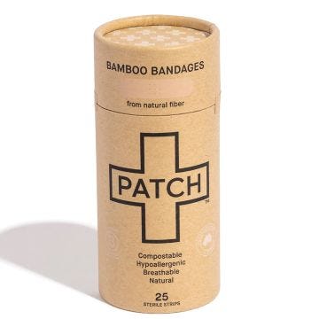 patch bamboo compostable hypoallergenic breathable natural fiber bandages; 25/box