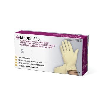 mediguard vinyl powder free synthetic stretch exam 4mil gloves; size small; 100 in box