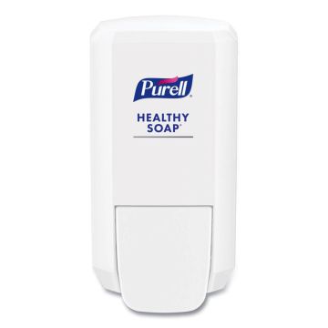 White; wall mounted soap dispenser with Purell logo and blue text "Health Soap".