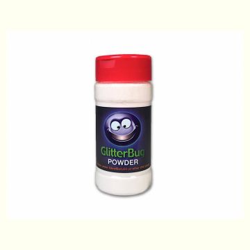 The front view of a single bottle of Glitterbug Powder.