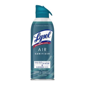 The front view of a teal bottle of Lysol Air Sanitizer Simple Fresh 10oz.