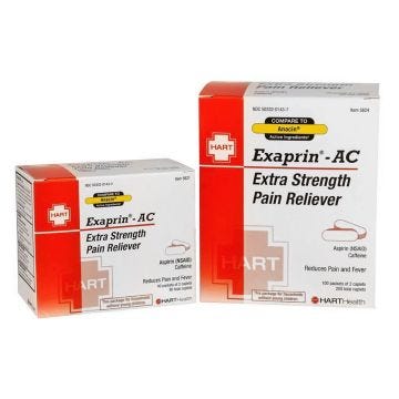 Exaprin-AC Extra Strength Pain Reliever with 80 capsule and 200 capsule box.
