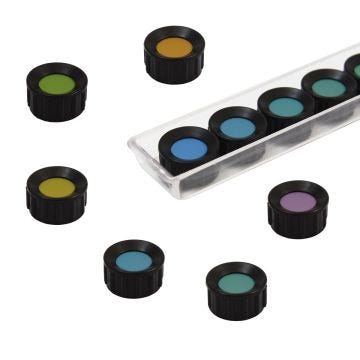 Colored disc with numbers in bottom stacked in clear plastic case