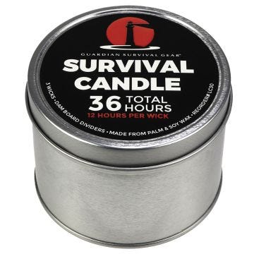 1048973 - 3 Wick 36 Hour Emergency Candle:  black label; white lettering.