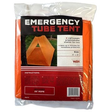 1049029 - Orange 2-Person Tube Tent with White Cord.