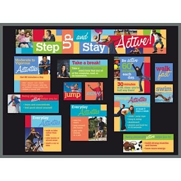 Front view of Step Up and Stay Active Bulletin Board Kit