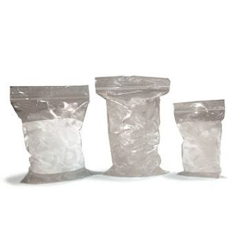 Front view of 3 various sized Zipper Seal-Top Reclosable Clear Bags with 100 bags per package 