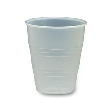 Front view of 3-1/2 oz. Clear Plastic Cup with 100 cups per tube
