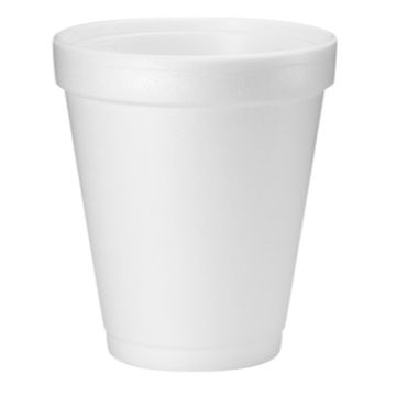 Front view of 8 oz. Styrofoam Cup with 25 cups per tube