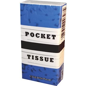 Front view of Pack of 10 Pocket Tissues from a 15 Count Pack