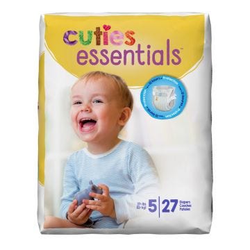 Cuties Baby Diapers, Size 5, 27+ lbs. 27/Bag
