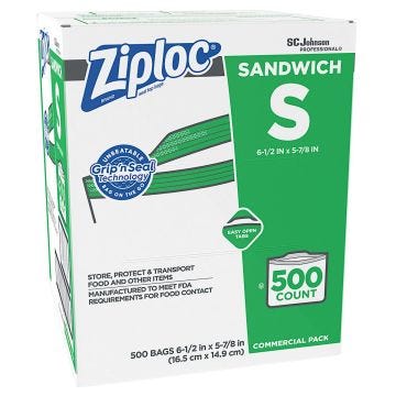 Front view of Bulk Box of Ziploc Bags
