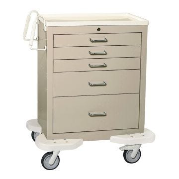  Five Drawer Medical Short Cart, Beige