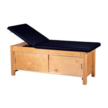 S Deluxe Treatment Table with Enclosed Cabinet, Sliding Doors, One Fixed-Position Shelf and Backrest