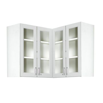 Corner Wall Cabinet with Four Clear Acrylic Doors 30"H x 36"W (each side) x 12.25"D