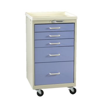 Five-Drawer Mini Tower Isolation Cart With Push-Button Lock