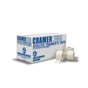 Front view of case of 32 rolls of 1-1/2" x 15 yd White Cramer 750 Athletic Tape