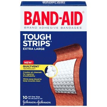 Johnson and Johnson BAND-AID Extra Large TOUGH-STRIPS 10/Box