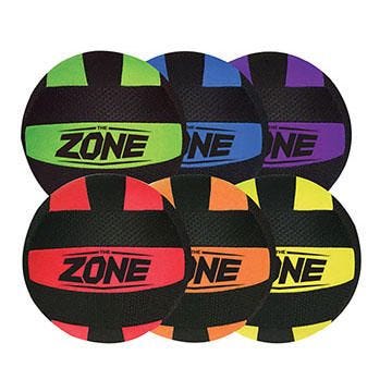 Front view of 6 assorted colors of The Zone™ Soft Touch No Sting Volleyball