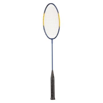 A Titan Racquet featuring vibrant yellow and blue colorway with a black handle. Showcasing its unique design and color combination. 