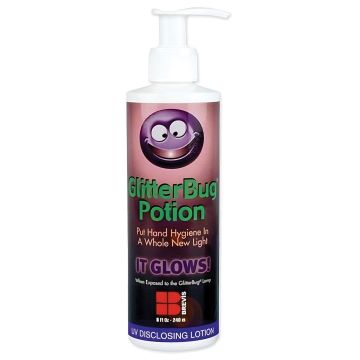 front view of  the glitterbug potion 8 ounce hand lotion and glitterbug 8 ounce powder