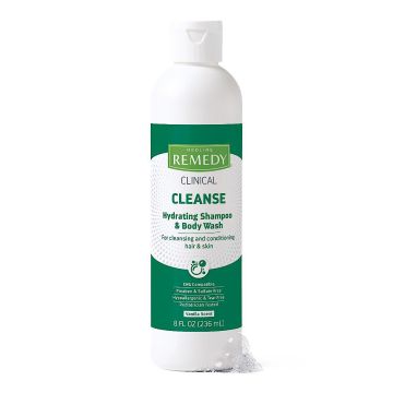 front view of the remedy with phytoplex clinical hydrating shampoo and body wash; tear free; hypoallergenic and non-sensitizing; 8 fl oz. bottle