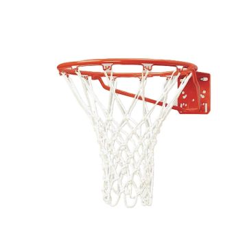 Orange basketball goal with a white net