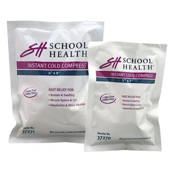 Front view of 6" x 8" and 5" x 7" School Health Instant Cold Packs