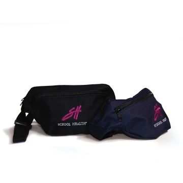 Front view of School Health Fanny Pack in Navy and Black