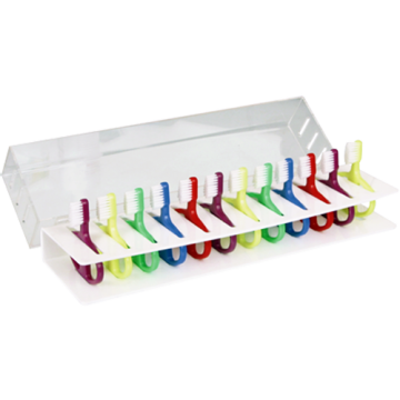 Front view of Infant Toothbrushes with Rack