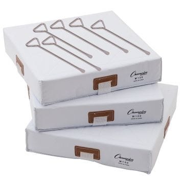 (3) White foam filled base set with two nylon straps each and (6) steel spikes