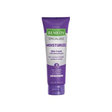 front view of remedy intensive skin therapy skin repair cream; 5% dimethicone cream with phytoplex; chg compatible; paraben free; hypoallergenic; pediatrician tested and for all ages; 4 oz.