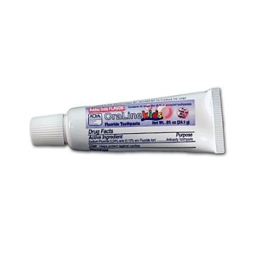 Front view of 0.85 oz. tube of Bubblegum Flavored Toothpaste