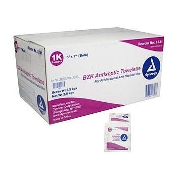 BZK Antiseptic Wipes, Bulk, 1,000/cs, antiseptic wipes