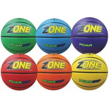 Set of 6 The Zone™ POWRGRIP™ Basketballs in each color: green, blue, purple, red, orange, and yellow.