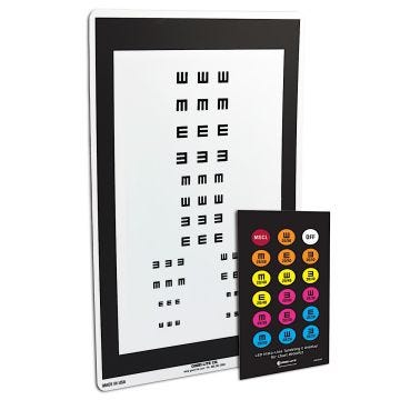 white chart; black border; with black letter E