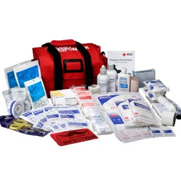 First Responder Bag with First Aid Kit, 158 Piece, Large, Red