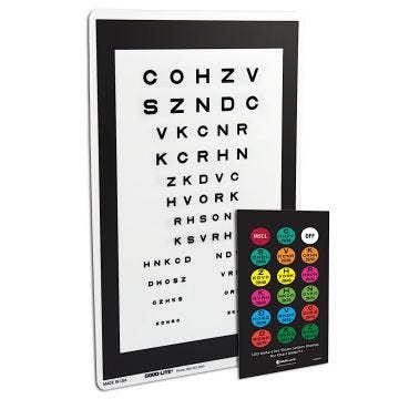 white chart with; black border; black letters and remote