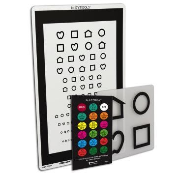 white chart; black border; with black shapes; and remote
